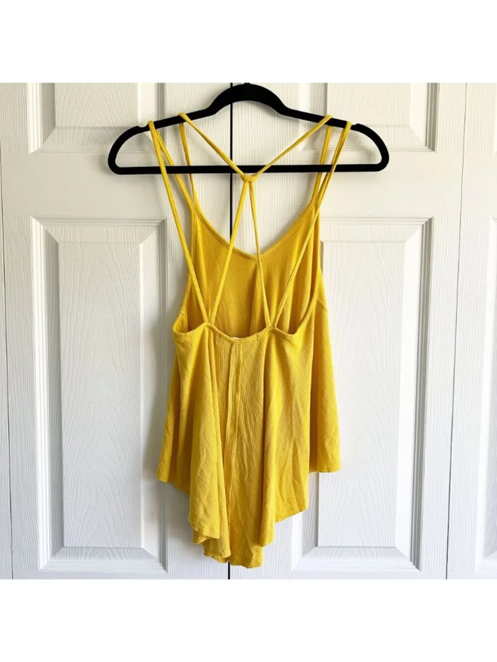 Free People Yellow Strappy Fit V-Neck Relaxed Tank Top Women's Size X-Small XS